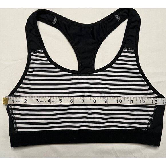 Champion Women's Striped Racerback Sports Bra L Black & White - Picture 1 of 3